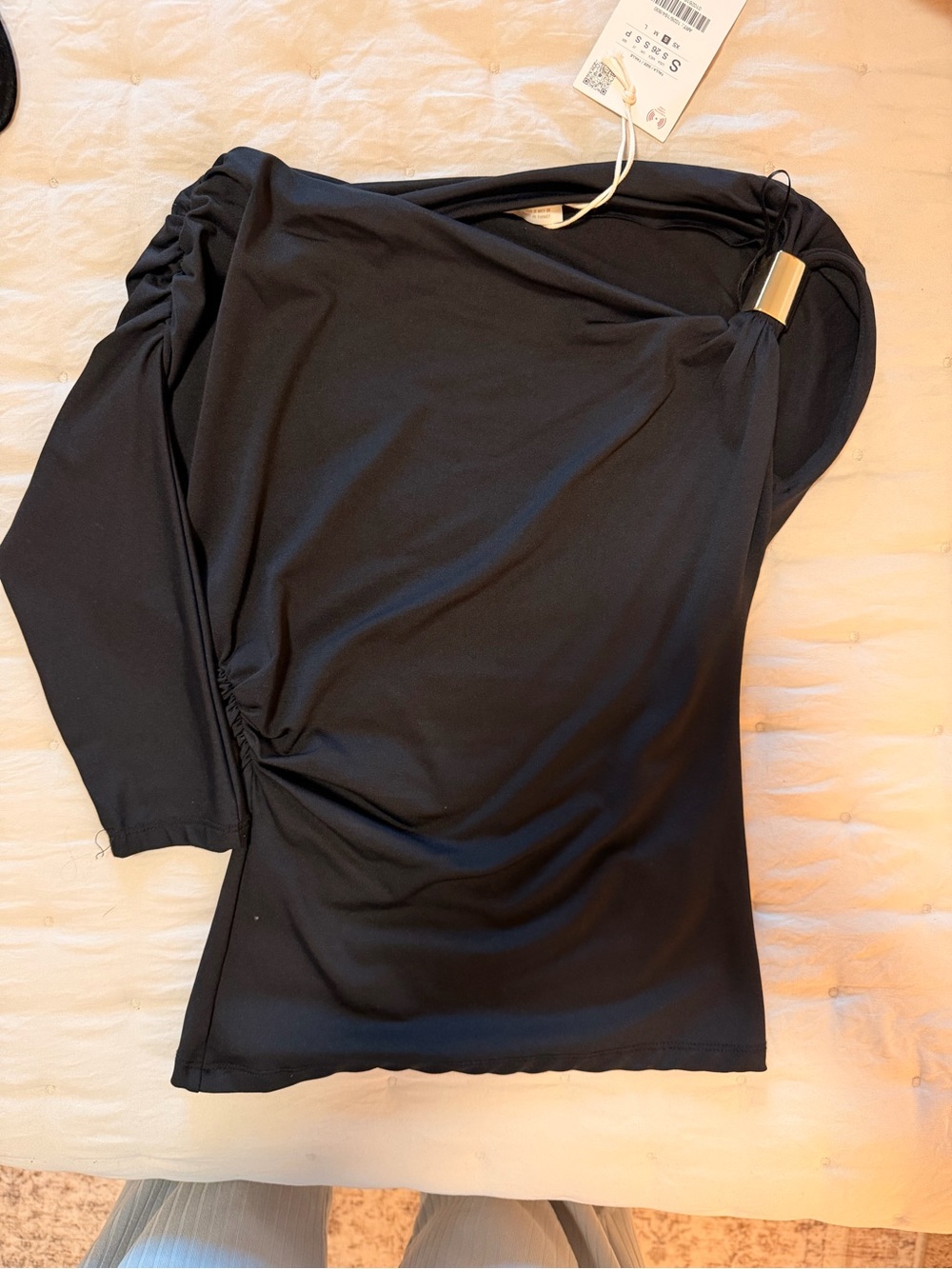 Zara Black One-Shoulder Top